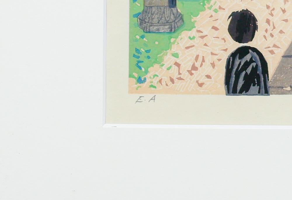 真作】【WISH】山下清「上野東照宮」木版画 6号大 〇放浪の天才画家 裸