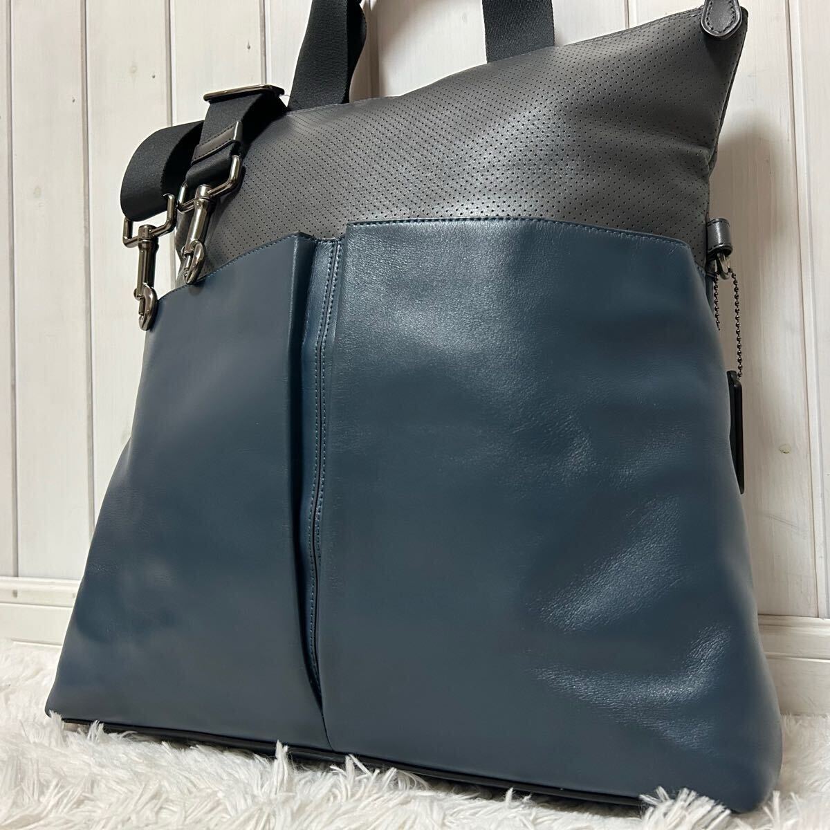 【極美品】COACH メンズ 2way ビジネスバッグ フォルド オーバー A4 1円【美品】COACH コーチ 2way フォルドオーバー オールレザー メンズ