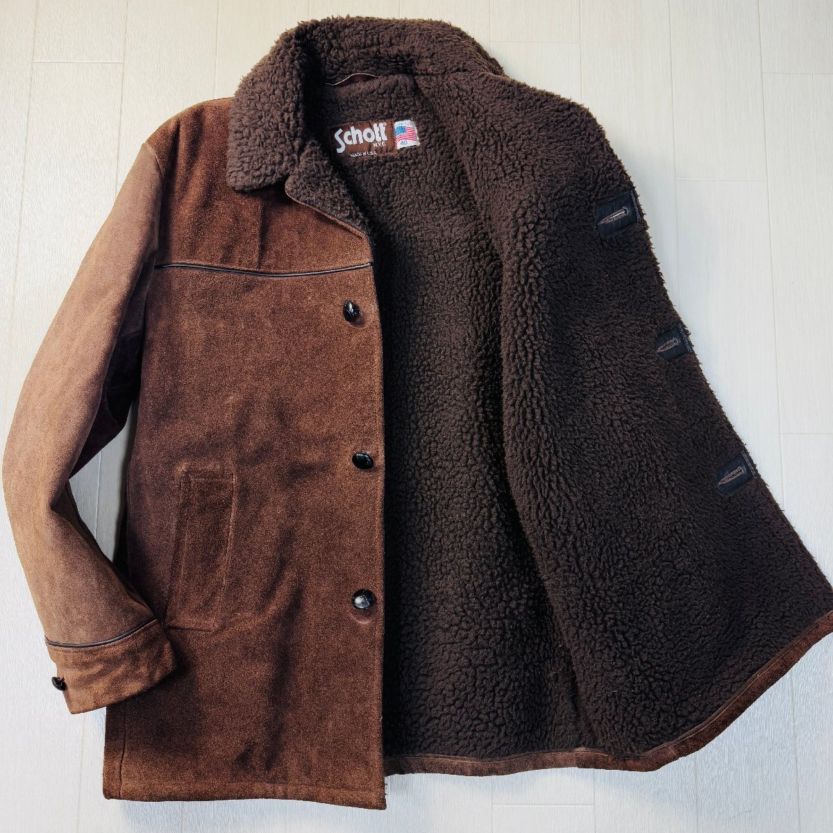 美品/40 XL相当☆ショット/Schott N.Y.C 肉厚牛革 スエードレザー