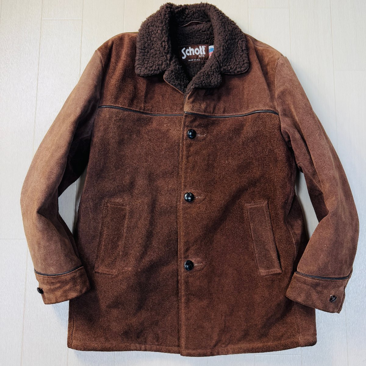 美品/40 XL相当☆ショット/Schott N.Y.C 肉厚牛革 スエードレザー