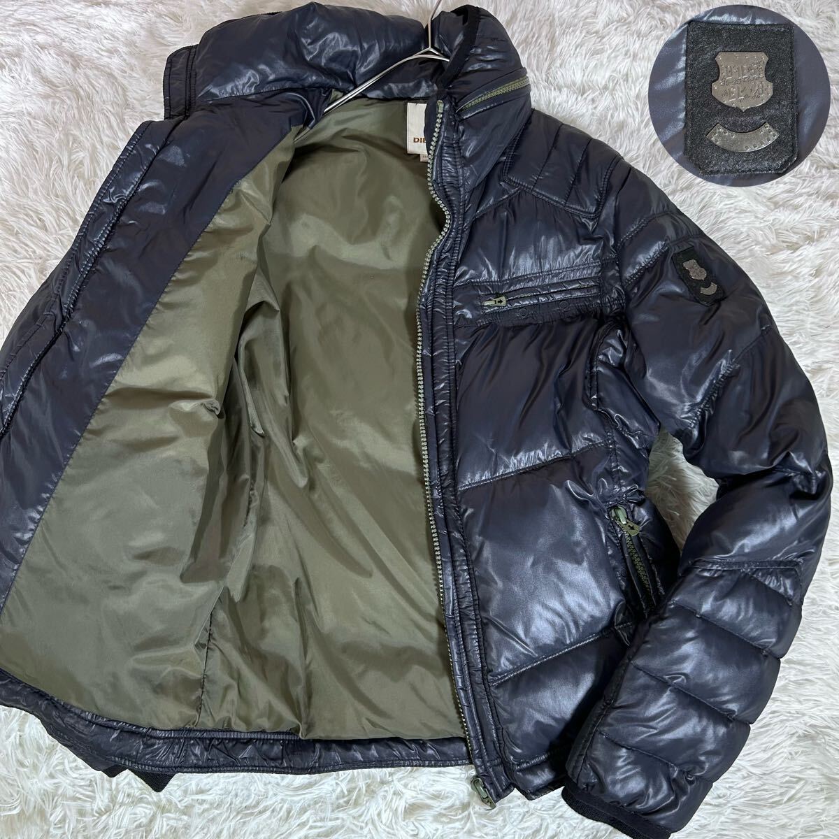美品】DIESEL ディーゼル キルティングダウンジャケット ライダース 