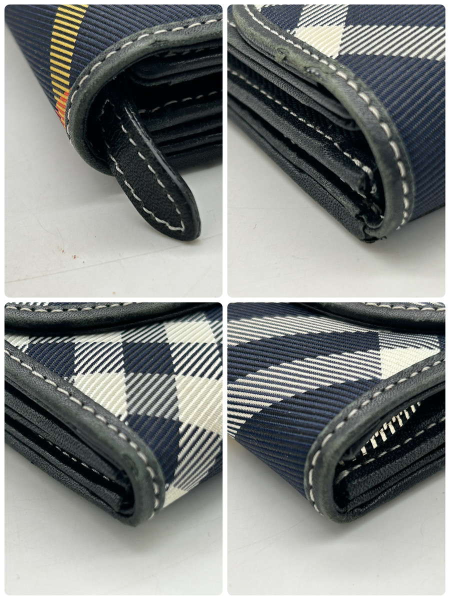 7774-01☆ BURBERRY BLUE LABEL/ノバチェック/ロゴプレート/長財布