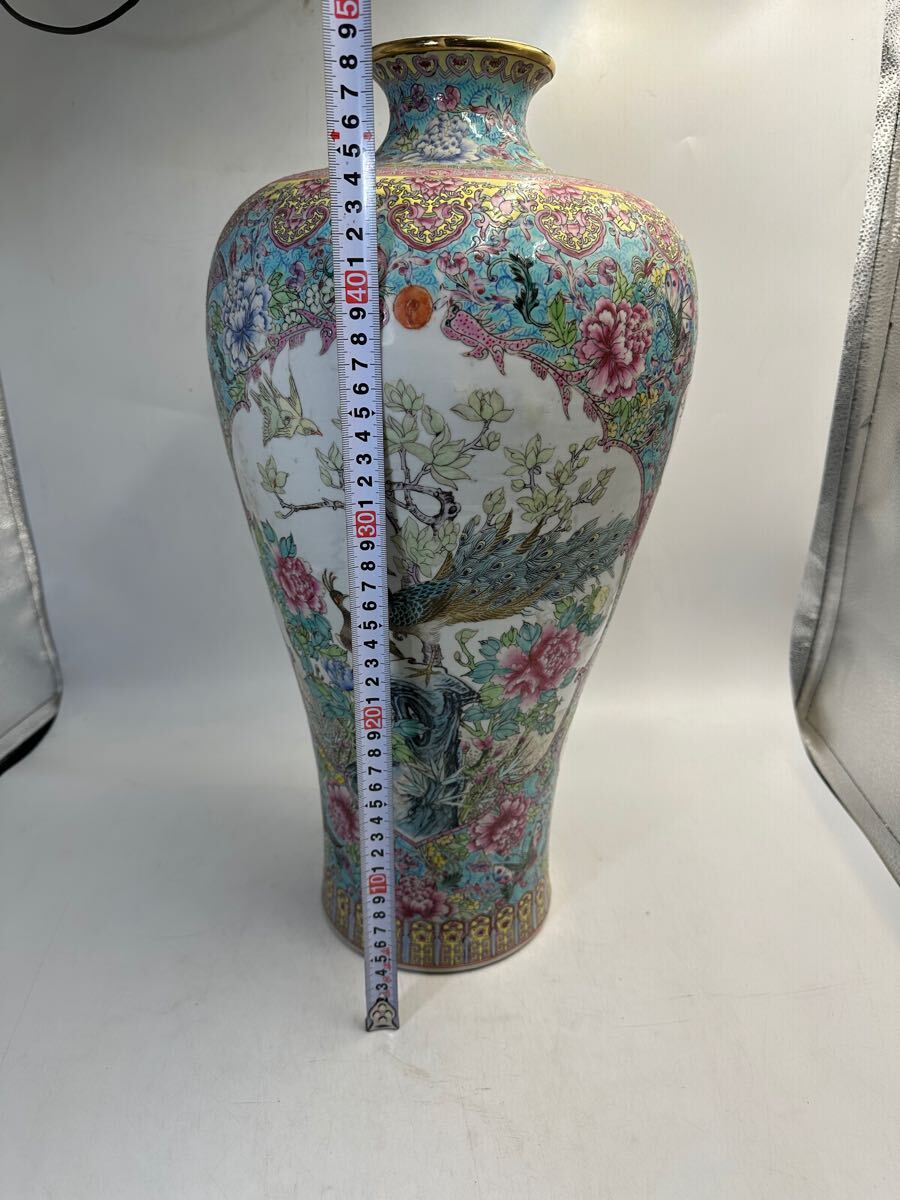 中国古玩 唐物 乾隆年製 款 花鳥図 粉彩 茶碗 時代物 極上品 初だし品