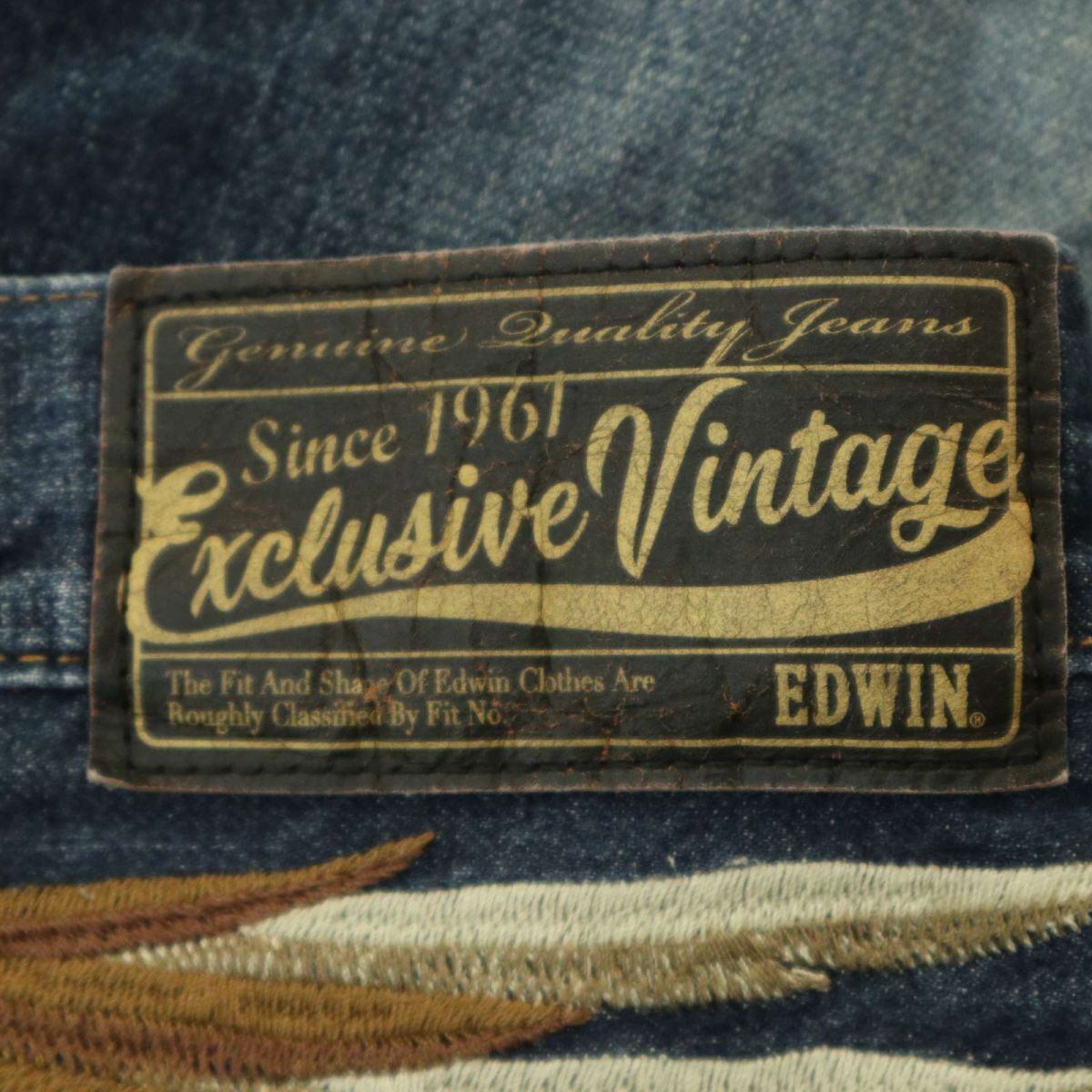 EDWIN エドウィン EXS414 羽根 ウイング刺繍☆ USED加工 ストレート 