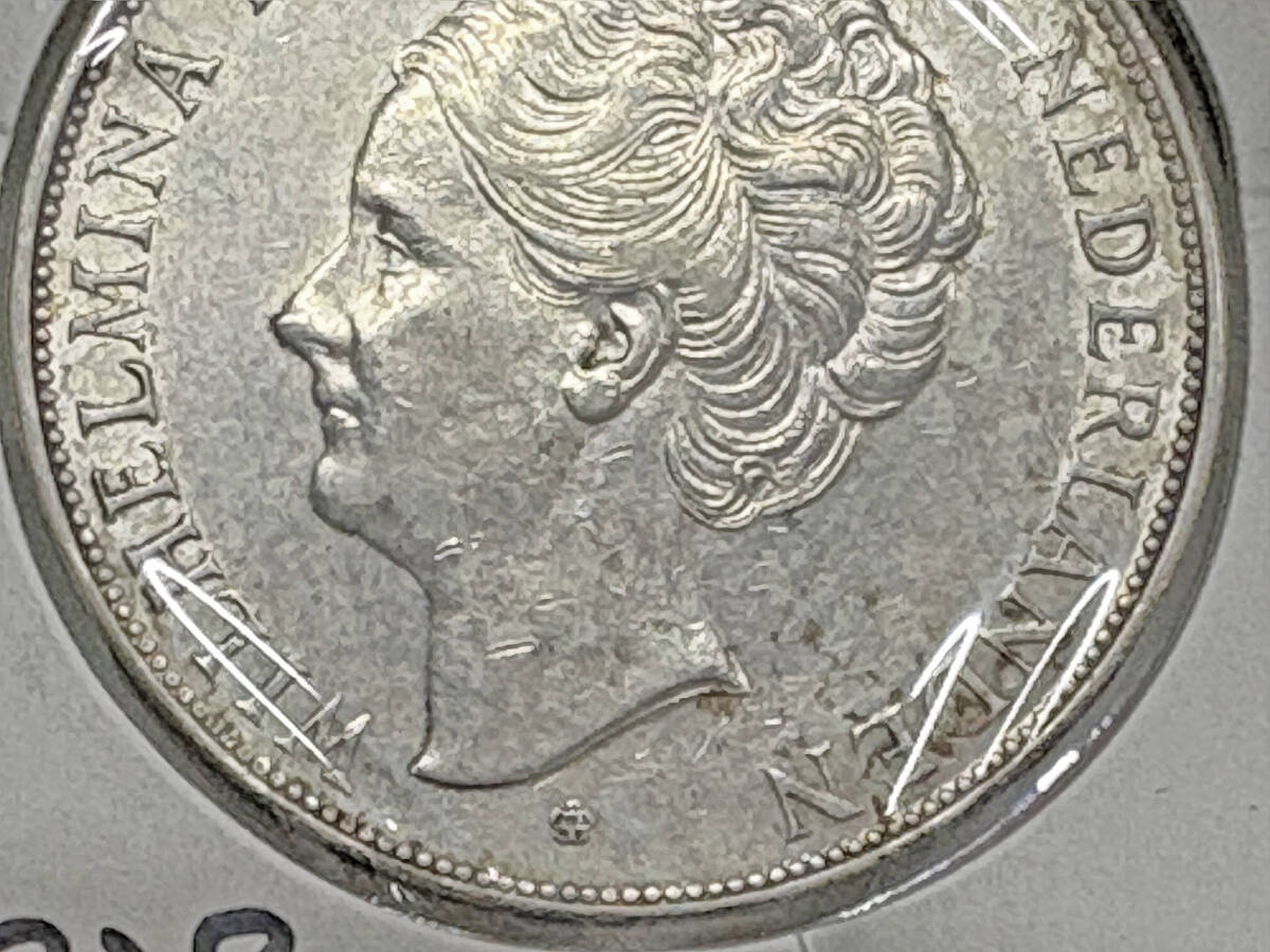 オランダ ウィルヘルミナ女王 1グルデン ギルダー 銀貨 SV720 1939年