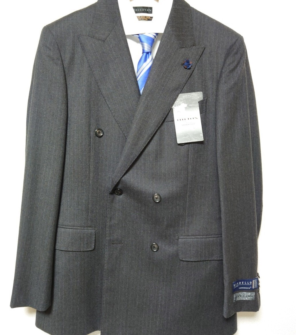 新品　ヒルトン　イタリア　グアベロ　ダブル　スーツ　A6　HILTON　戸賀 新品 未使用 ヒルトン イタリア グアベロ 戸賀モデル ダブル スーツ
