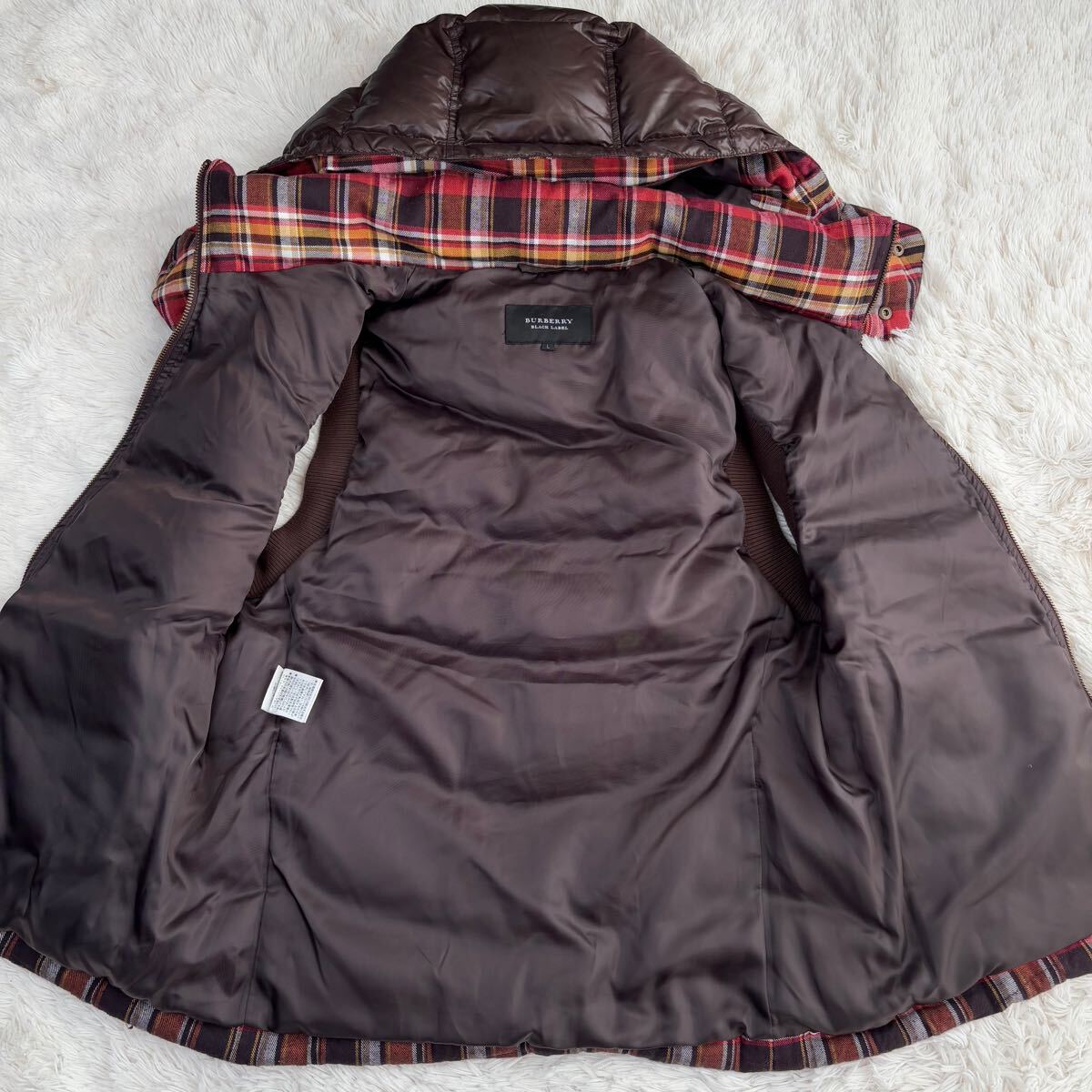 Lサイズ BURBERRY BLACK LABEL ダウンベスト 2way チェック ホワイト 