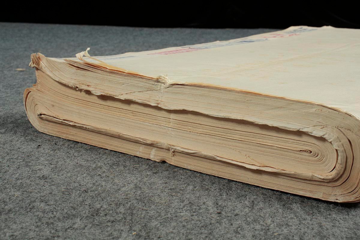 UU518 中国書道具 中国画仙紙 十四束 専用箱「新料 堤高国産 城郷交流 福建省 伏等大廣紙 将楽定槽出品」宣紙 唐紙 古紙 中国古玩_2