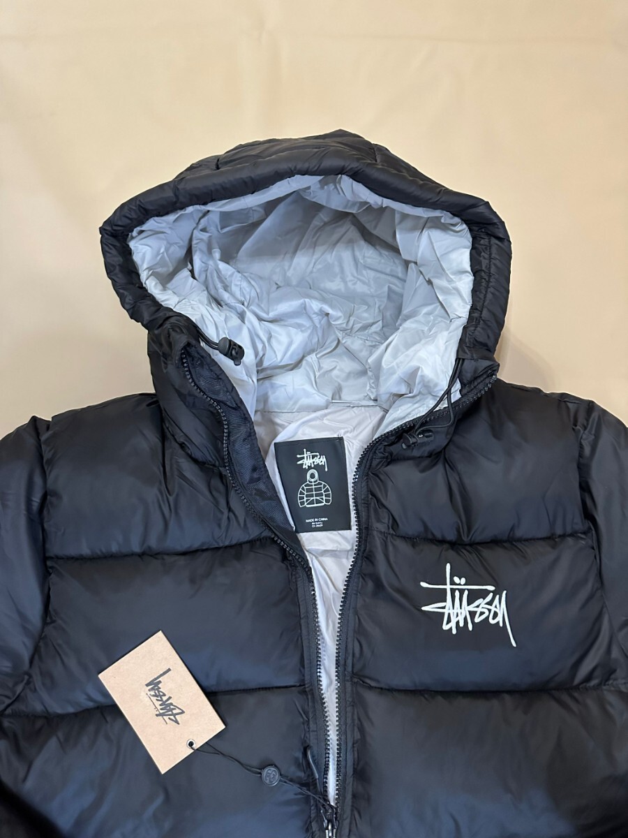 STUSSY ステューシー ダウンジャケット フード付き L メンズ ブラック
