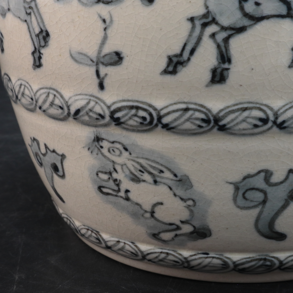 加藤唐三郎 染付 松竹梅 水指 共箱 茶道具 Antique Sam's Collection