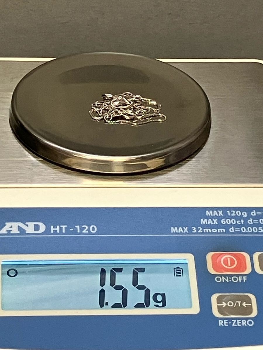 0361 K18WG ダイヤモンド ネックレス 石刻印あり チェーン40cm 1.5g