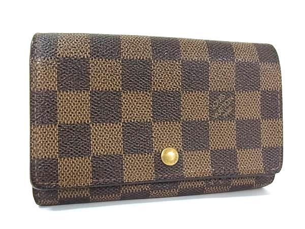 1円 LOUIS VUITTON ルイヴィトン N61730 ダミエ ポルトモネ ビエ トレゾール 二つ折り 財布 ウォレット レディース ブラウン系 FE7590