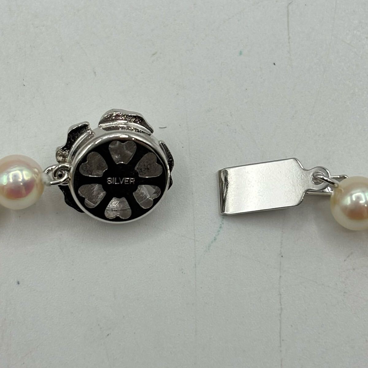 本真珠パールネックレスイヤリングセット約6mm silver刻印