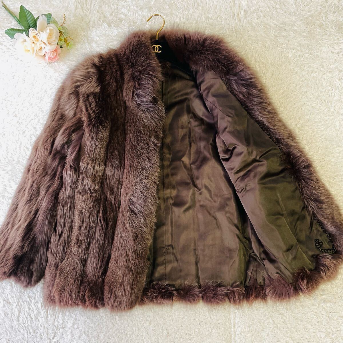 美品✨リアルファーコート フォックスファー 毛皮 ショールカラー 