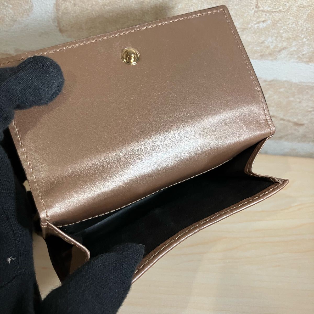 A2-078 GUCCI グッチ GG グッチシマ ハートプレート 二つ折り財布 