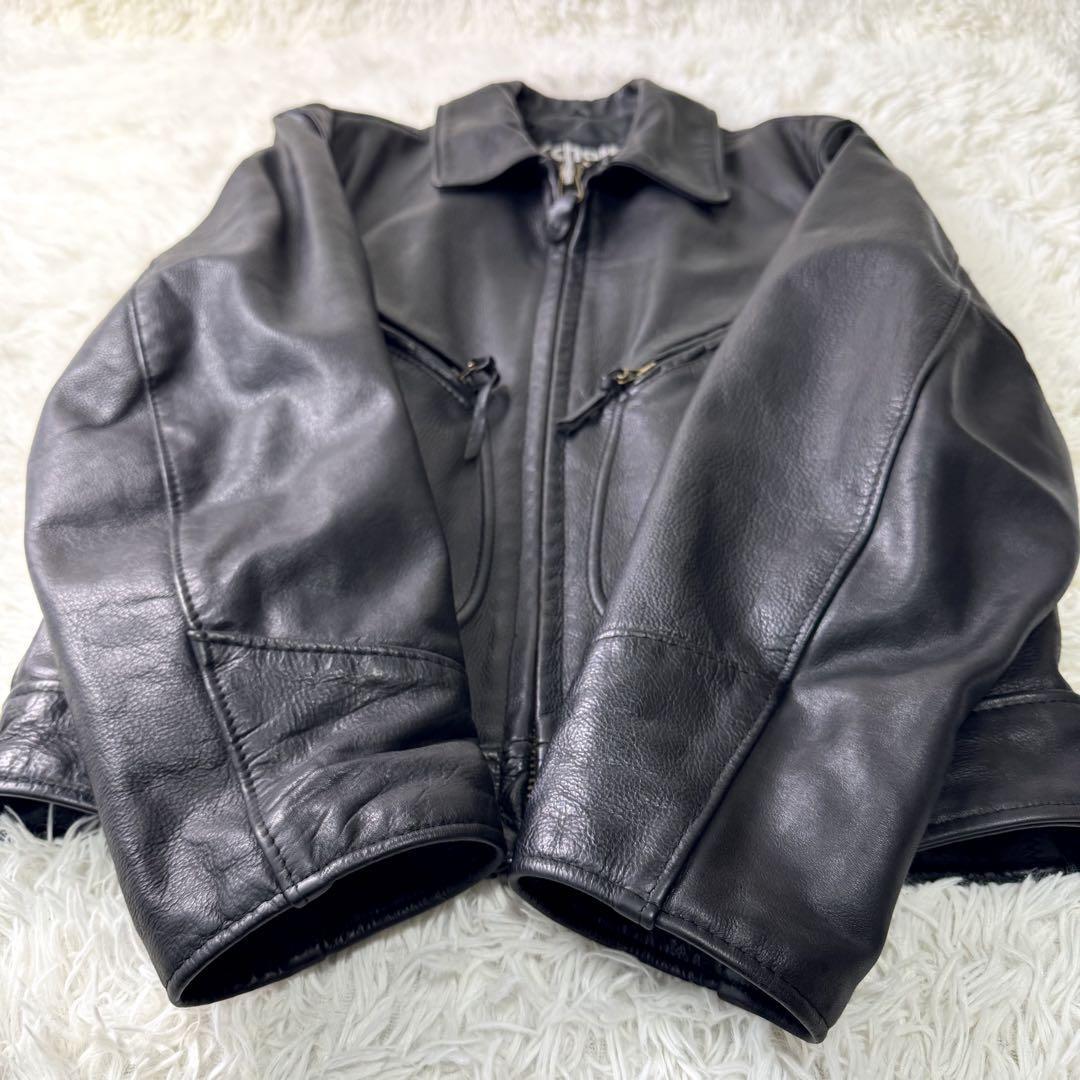美品/希少 schott レザージャケット ライダース Dポケット 637 黒 38