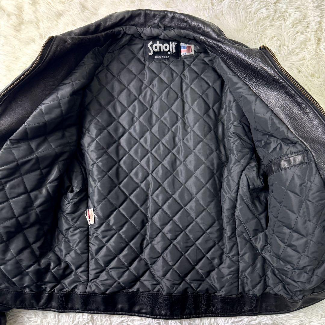 美品/希少 schott レザージャケット ライダース Dポケット 637 黒 38
