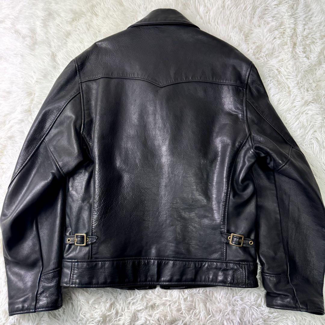 美品/希少 schott レザージャケット ライダース Dポケット 637 黒 38