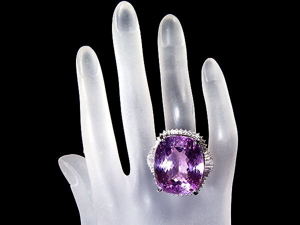 1円～【ジュエリー極】極上品！ライラック色 超大粒極上天然クンツァイト74.13ct＆ダイヤ1.42ct 超高級Pt900リング k9689vrl【送料無料】_10