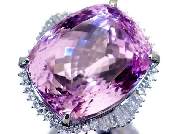 1円～【ジュエリー極】極上品！ライラック色 超大粒極上天然クンツァイト74.13ct＆ダイヤ1.42ct 超高級Pt900リング k9689vrl【送料無料】_2