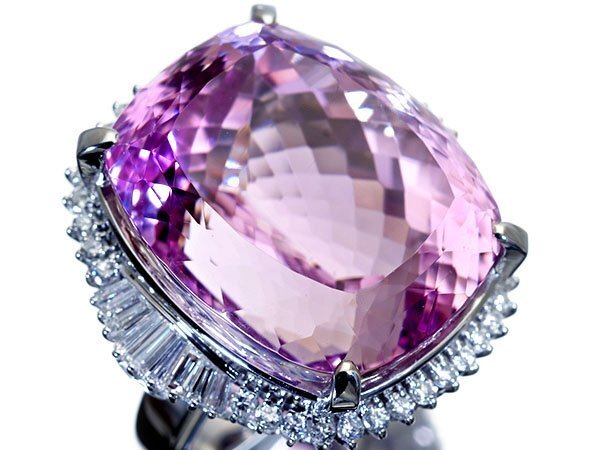 1円～【ジュエリー極】極上品！ライラック色 超大粒極上天然クンツァイト74.13ct＆ダイヤ1.42ct 超高級Pt900リング k9689vrl【送料無料】_4