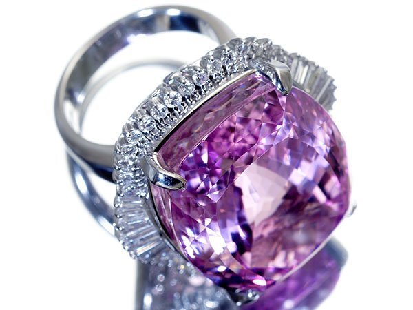 1円～【ジュエリー極】極上品！ライラック色 超大粒極上天然クンツァイト74.13ct＆ダイヤ1.42ct 超高級Pt900リング k9689vrl【送料無料】_5