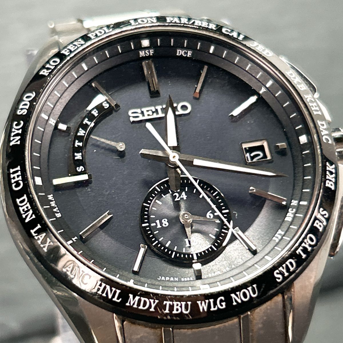 超美品 SEIKO BRIGHTZ セイコー ブライツ SAGA233 電波ソーラー 腕時計 ブラック アナログ フライトエキスパート チタニウム 動作確認済み_1