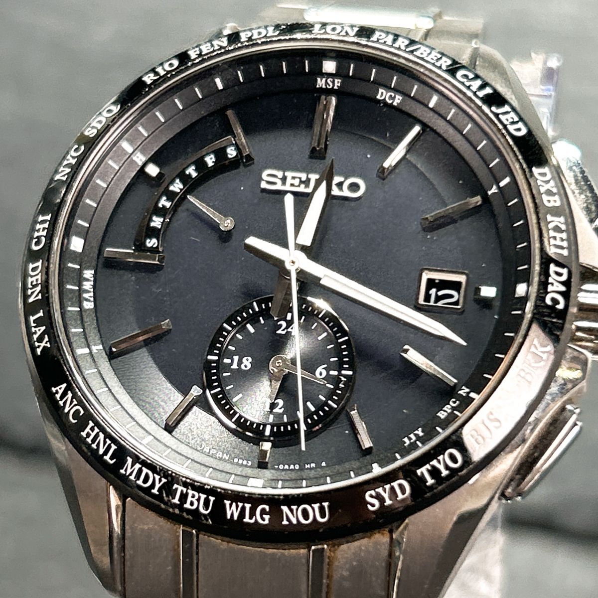 超美品 SEIKO BRIGHTZ セイコー ブライツ SAGA233 電波ソーラー 腕時計 ブラック アナログ フライトエキスパート チタニウム 動作確認済み_2