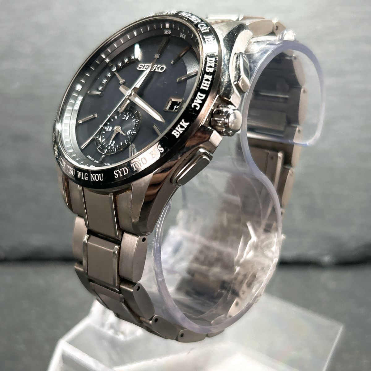 超美品 SEIKO BRIGHTZ セイコー ブライツ SAGA233 電波ソーラー 腕時計 ブラック アナログ フライトエキスパート チタニウム 動作確認済み_4