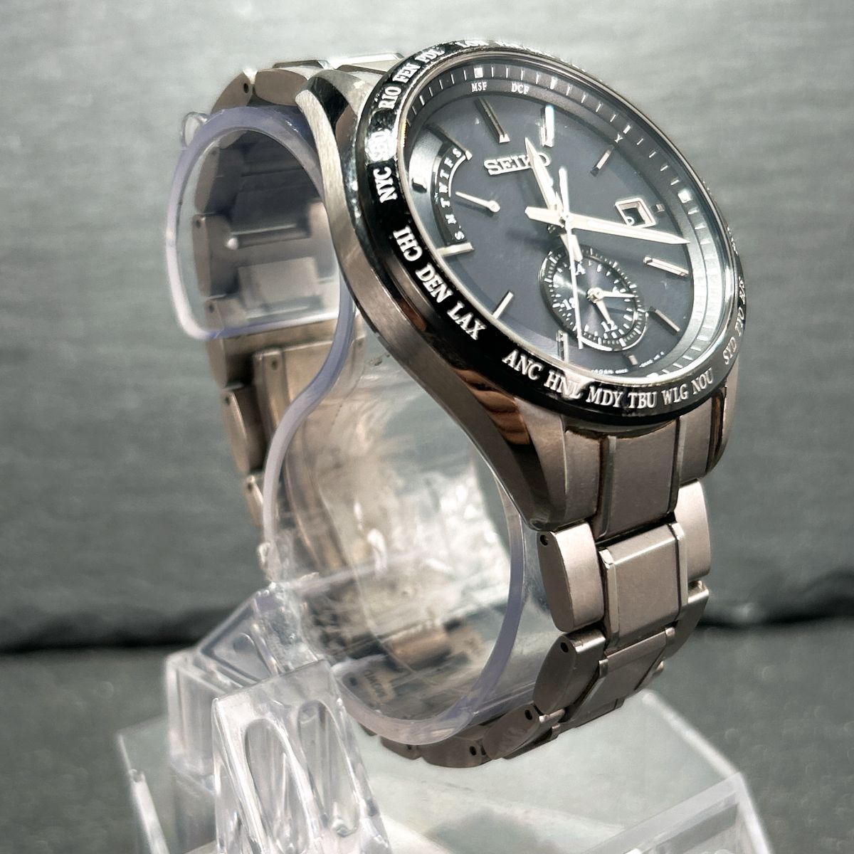 超美品 SEIKO BRIGHTZ セイコー ブライツ SAGA233 電波ソーラー 腕時計 ブラック アナログ フライトエキスパート チタニウム 動作確認済み_5