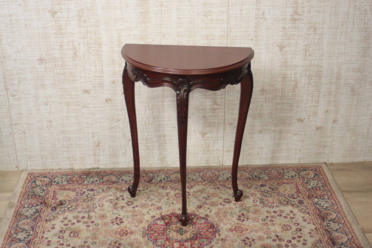 ∇339　コンソールテーブル クラシック 花台 電話台 サイドテーブル 木製 天然木 おしゃれ アンティーク 猫脚_1