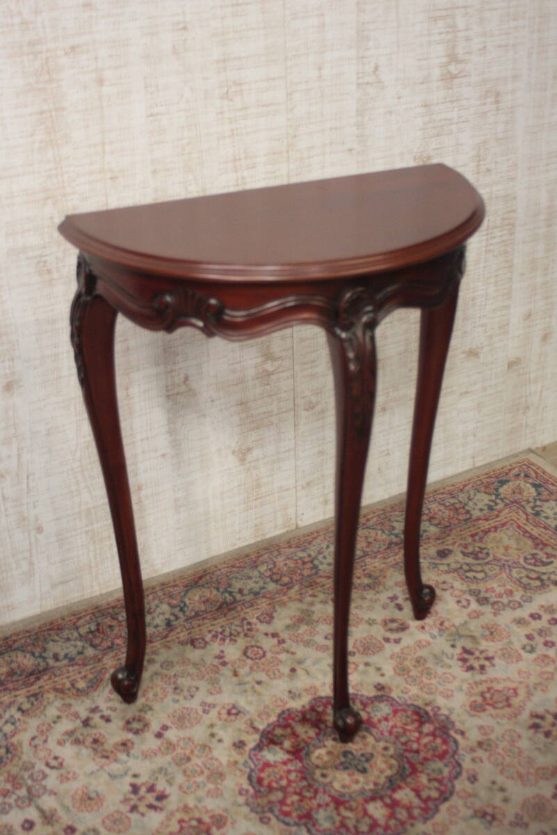 ∇339　コンソールテーブル クラシック 花台 電話台 サイドテーブル 木製 天然木 おしゃれ アンティーク 猫脚_4