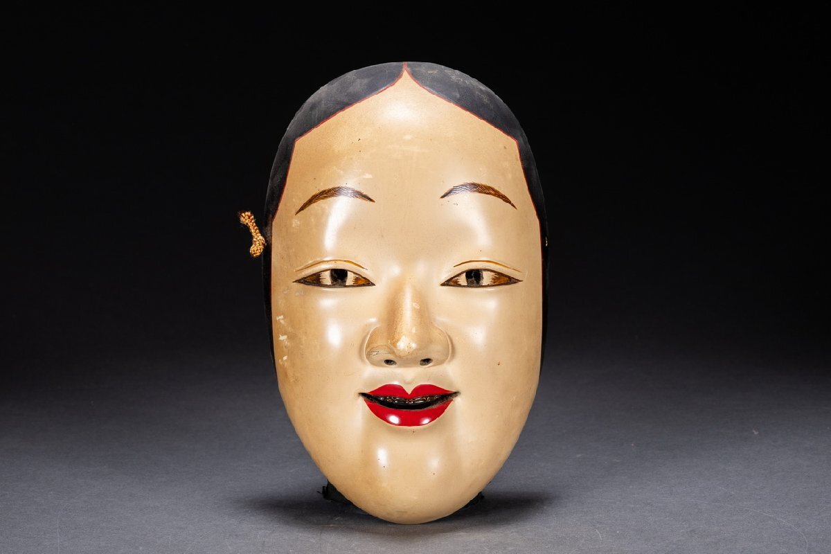 善古堂】某収集家放出品 時代物 【双芸社】作「能面」21㎝色絵木彫