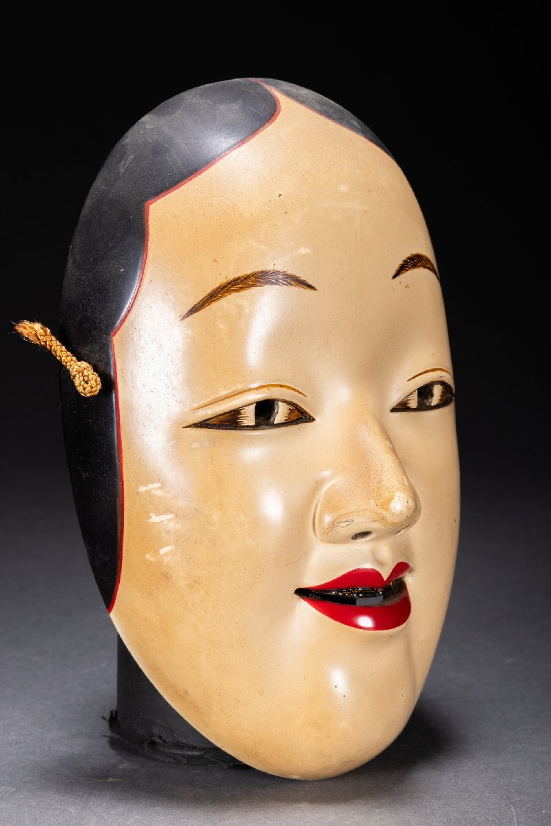 善古堂】某収集家放出品 時代物 【双芸社】作「能面」21㎝色絵木彫