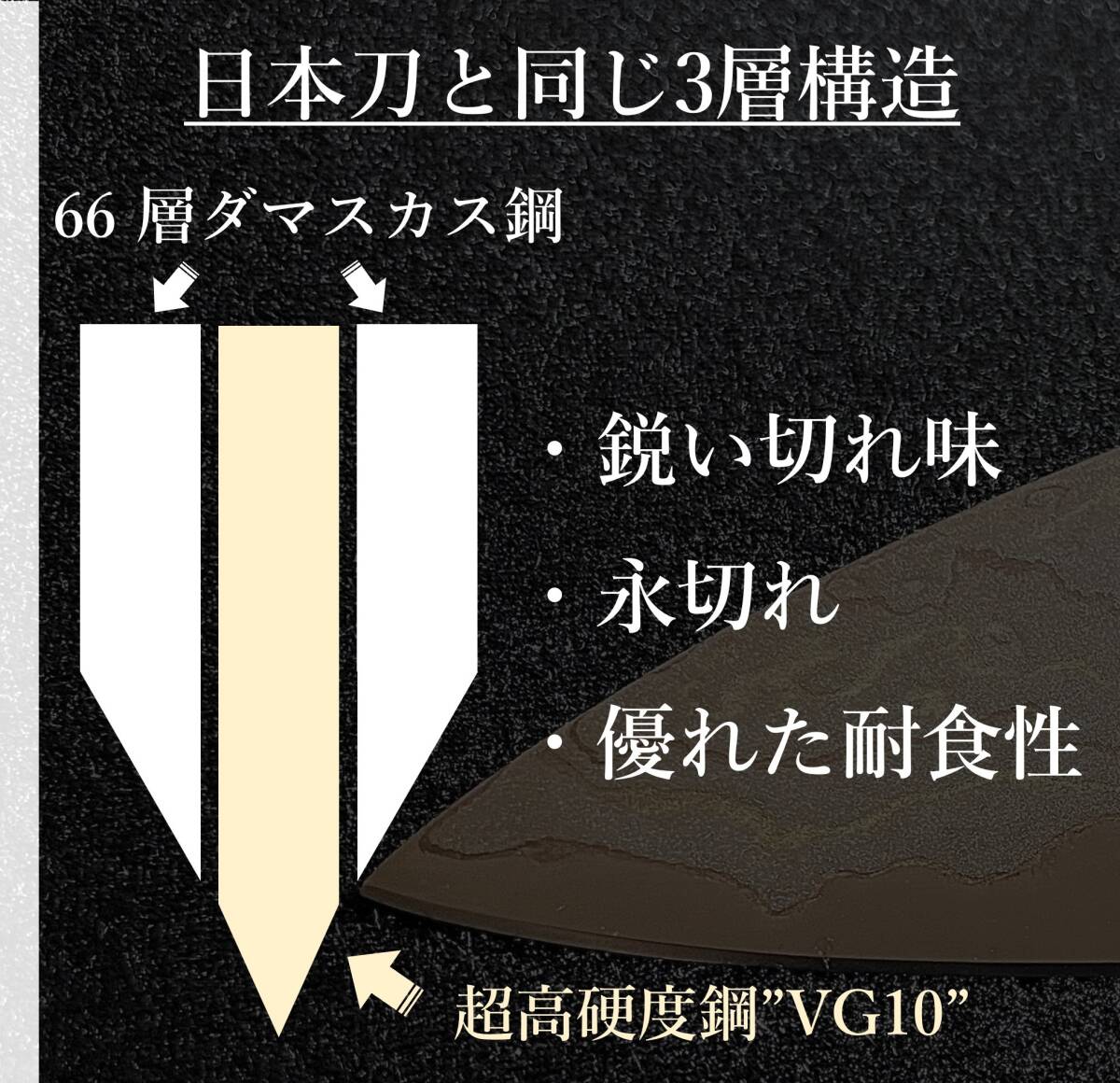 【和泉-IZUMI-】 67層ダマスカス鋼 20cm 抗菌作用 VG10 包丁_7