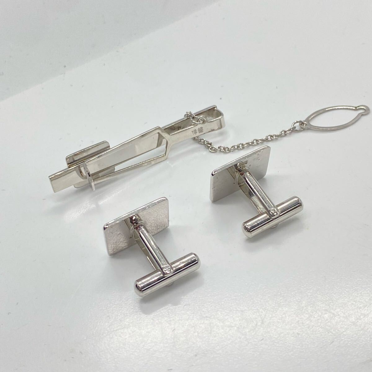 1円〜 3M 純銀製 カフスボタン ネクタイピン 総重量約16g 天皇陛下喜寿