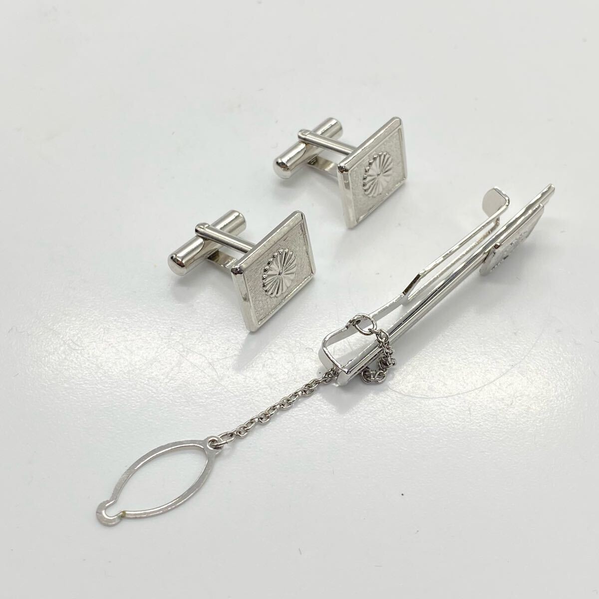 1円〜 3M 純銀製 カフスボタン ネクタイピン 総重量約16g 天皇陛下喜寿