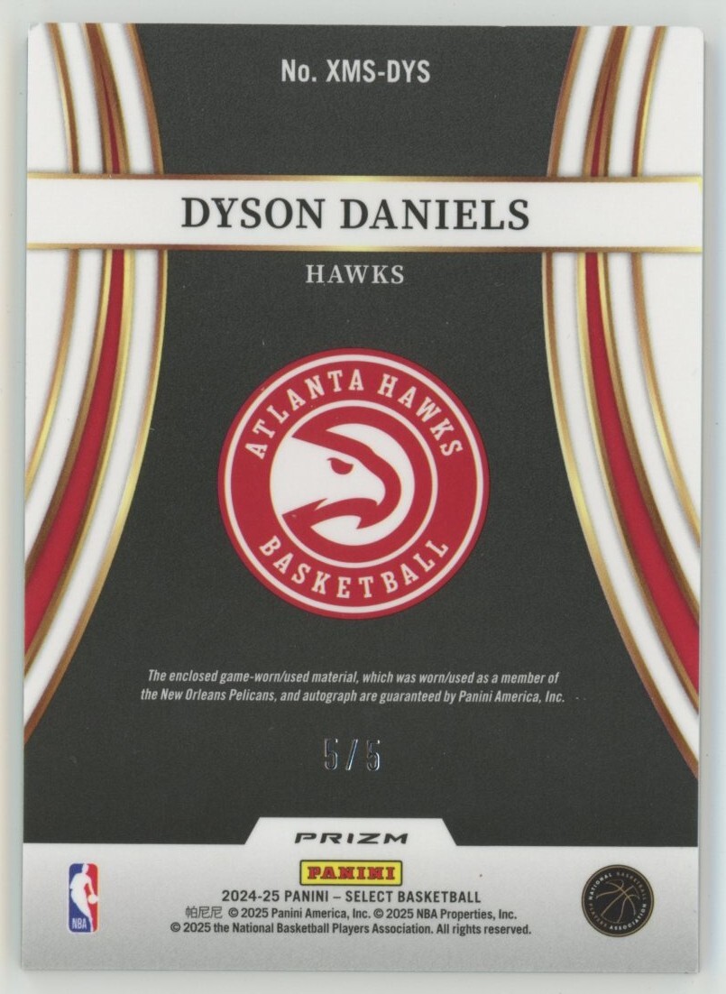 5/5!!【Dyson Daniels】2024-25 Panini Select X-Factor Auto Patch