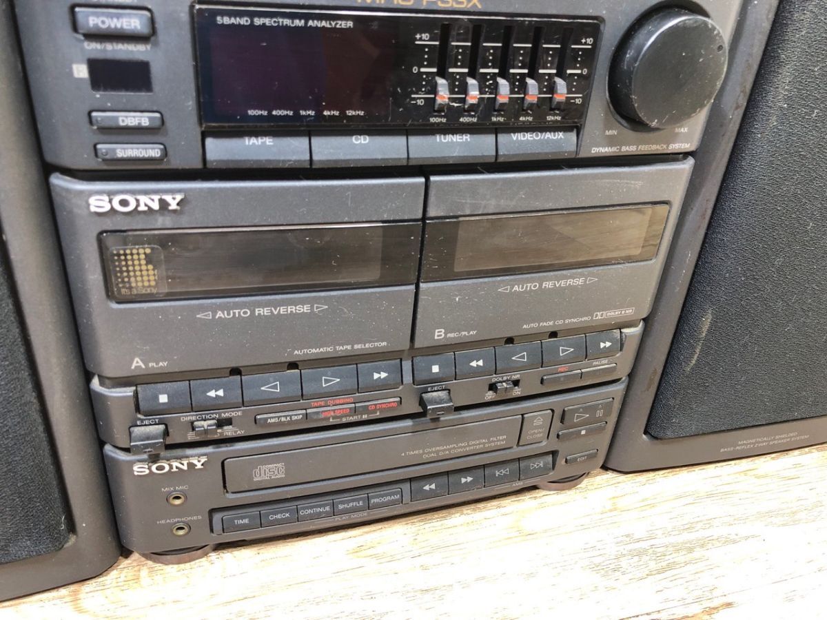 7/112 【ジャンク】 SONY MHC-P33X Pixy Wカセット リモコンあり