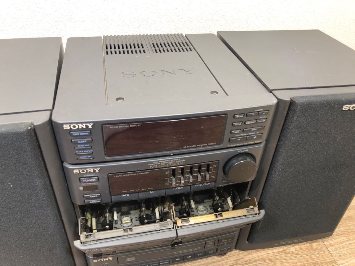 7/112 【ジャンク】 SONY MHC-P33X Pixy Wカセット リモコンあり