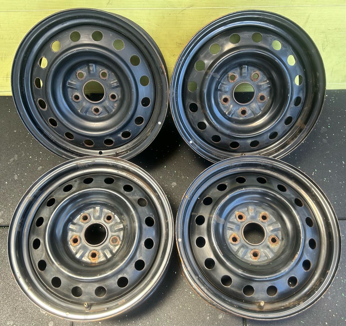 16インチスチールホイール 4本 刻印RF 5穴 PCD114.3 ET+4016×6.5Jハブ60mmエスティマ マークX クラウン 等 ...