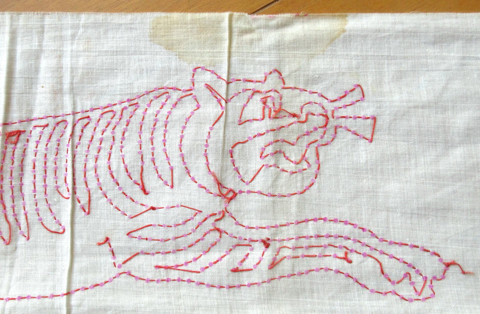 戦時資料 千人針 紐付き 虎 刺繍 武運長久 祈願縁起物昭和レトロ