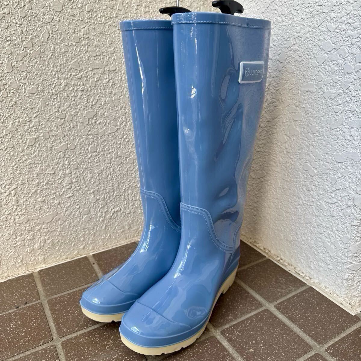 JUNDENG レインブーツ 長靴 ブルー 41/42(25.5〜26.0㎝)(長靴、レイン