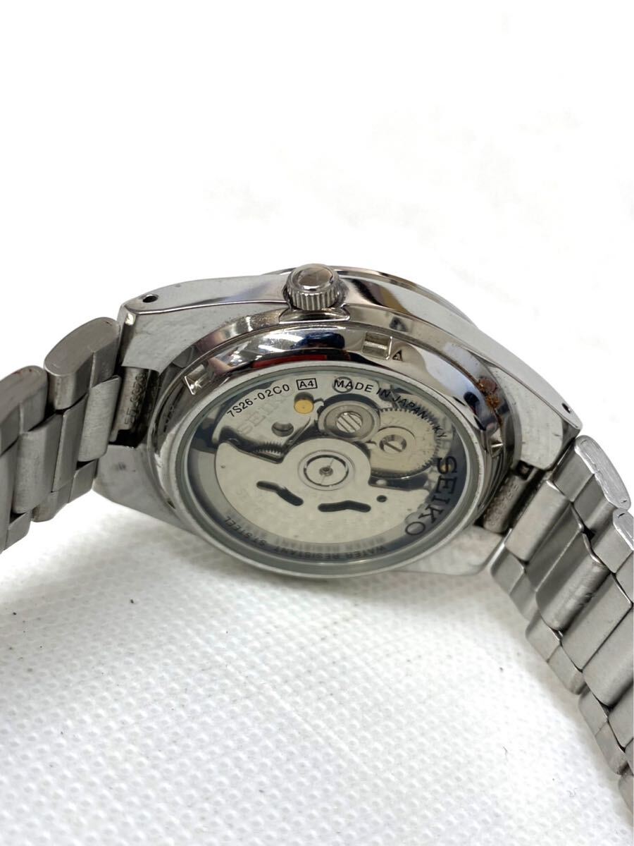 あ*]様 SNK581 SEIKO5 セイコー5 7S26-02C0 自動巻 裏 美品 SEIKO セイコー 5 ファイブ 7S26-02C0 自動巻き ブラック文字盤