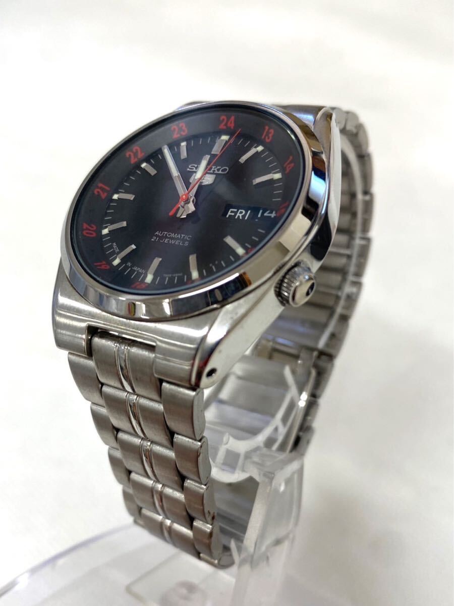 美品 SEIKO セイコー 5 ファイブ 7S26-02C0 自動巻き ブラック文字盤