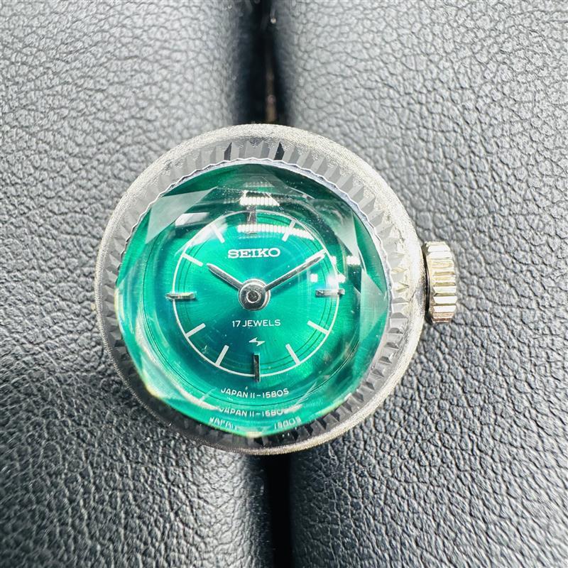 リングウォッチ SEIKO 17JEWELS 手巻き 機械式 グリーン 緑 シルバー