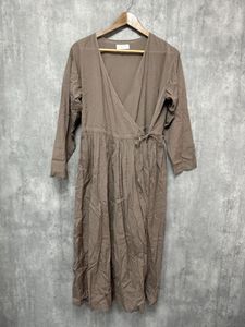 ネコポスOK kagure かぐれ ラップロングワンピース Aライン ワンピース sizeF/茶 ■◆◎