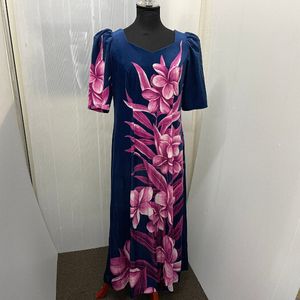 m002L E3(60) フラダンス 衣装 ドレス ブルー系 アロハスタンダード フラ ダンス ポリエ