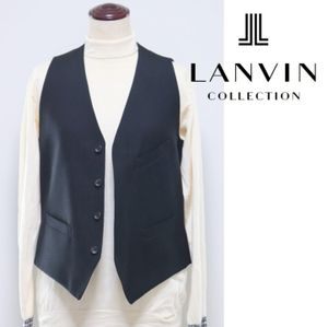 44,000円新品【LANVIN COLLECTION ランバンコレクション】ウールベスト ジレ 紺無地 48(L