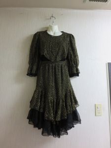 ★社交ダンス★　ブラック×ゴールド　レース　シースルー　上下セット　サイズ　Ｆ